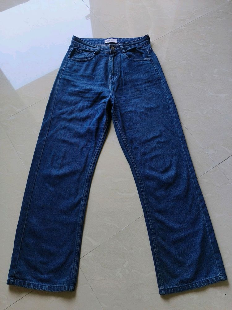 Zara Dark Blue Straight Fit Jeans