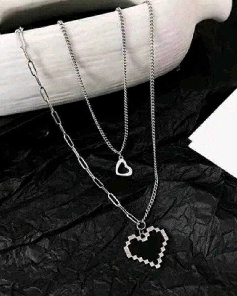 Y2k 2 Layered Silver Plated Chain