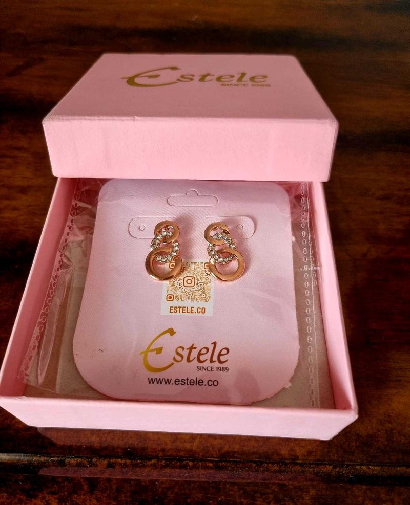 ESTELE ROSE GOLD PLATED CUBIC ZIRCONIA EARRINS