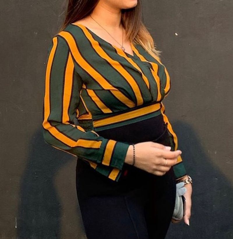 Yellow Green Wrap Top