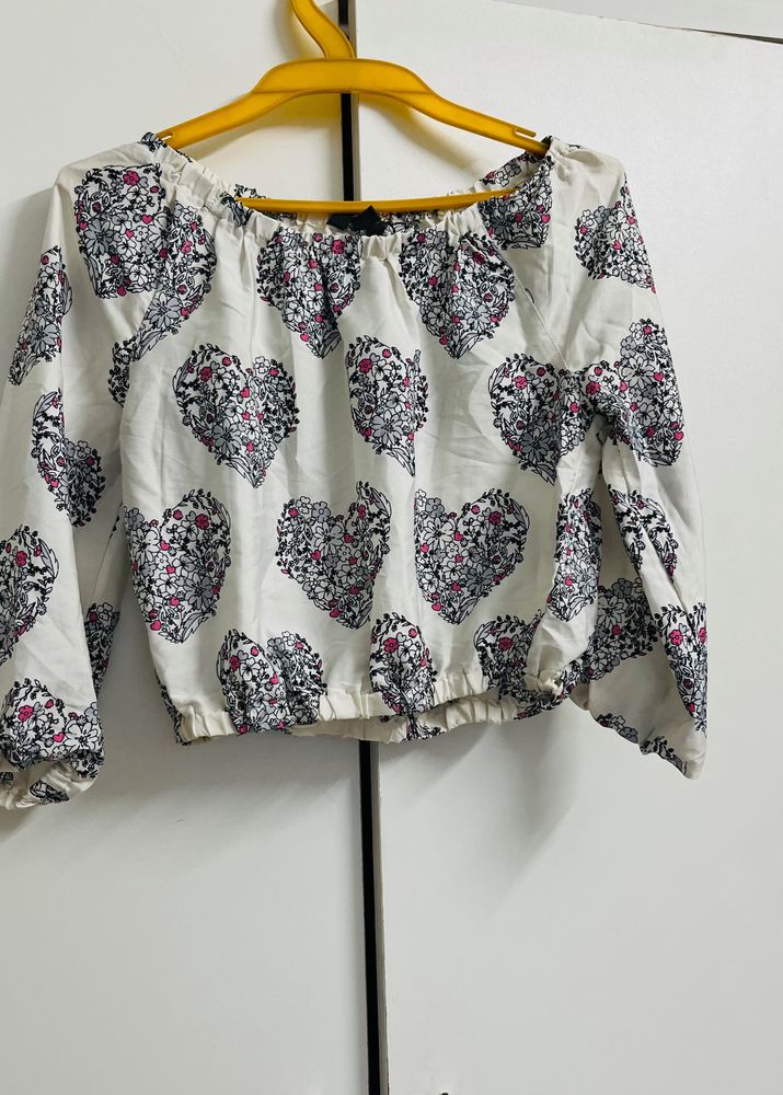 NUON Crop Top Floral White (XS)