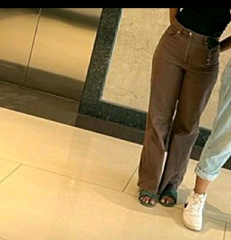 H&M Brown Wide Leg Jeans