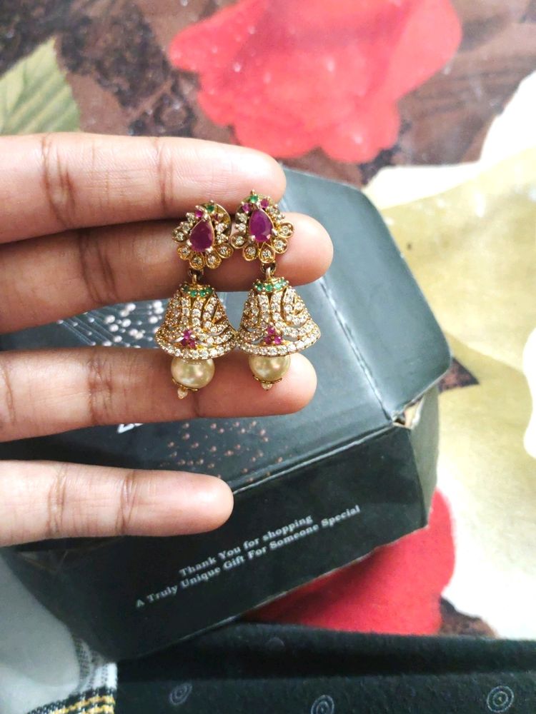 Pretty Pink Stone Jhumka 🌷