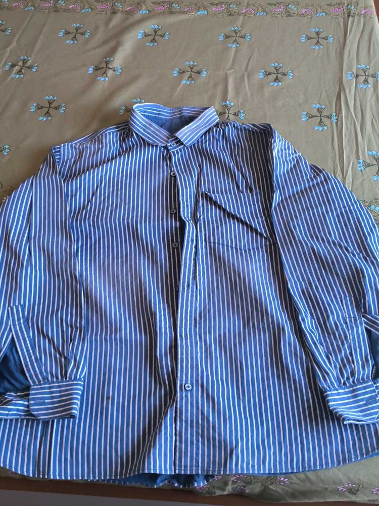 Blue Shirt With White Line,