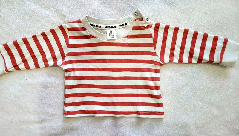 ⭕️➡️.Red &white Stripes Unisex Babies T-shirt