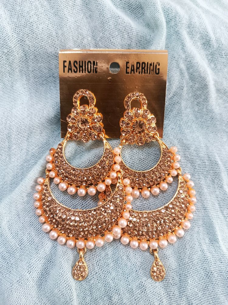 Rose Gold Earrings With Pink Pearl