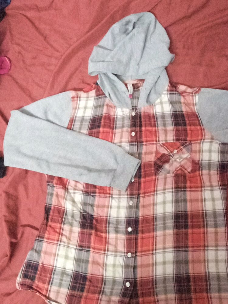 Flannel Sweatshirt Hoodie For Girls