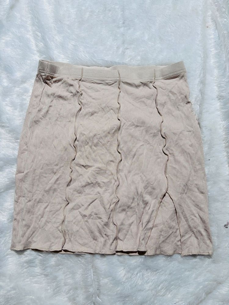 Beige Pencil Mini Skirt