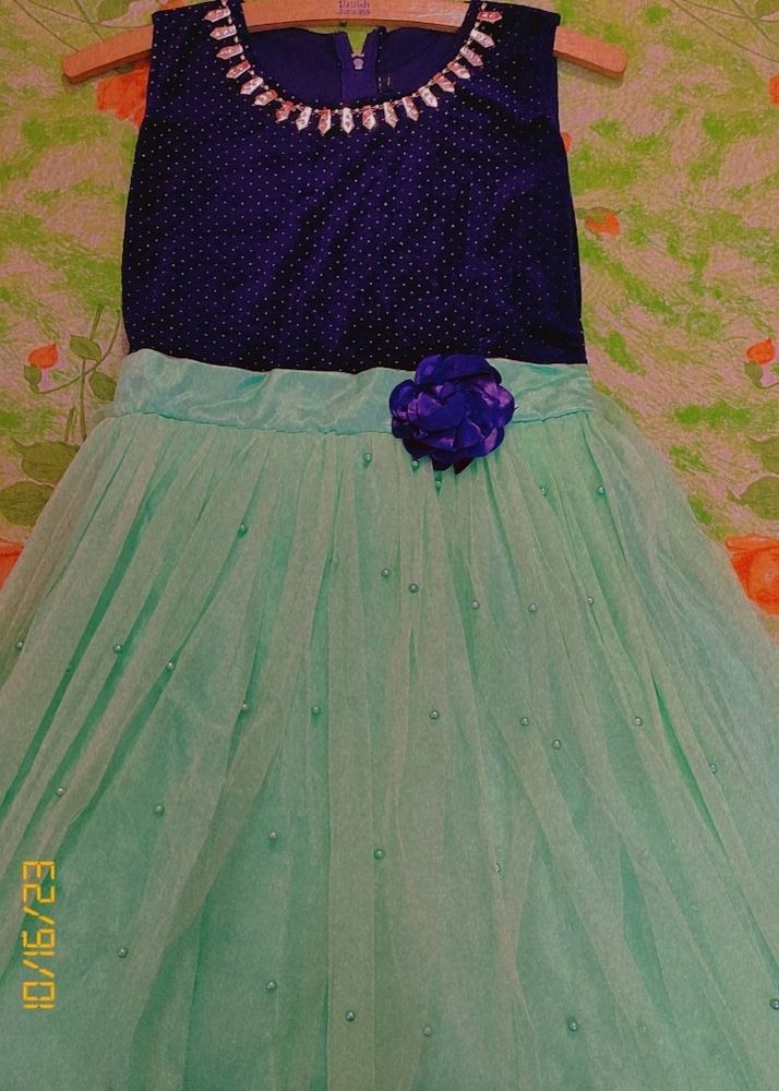 Dark Blue & Green Colour Dress