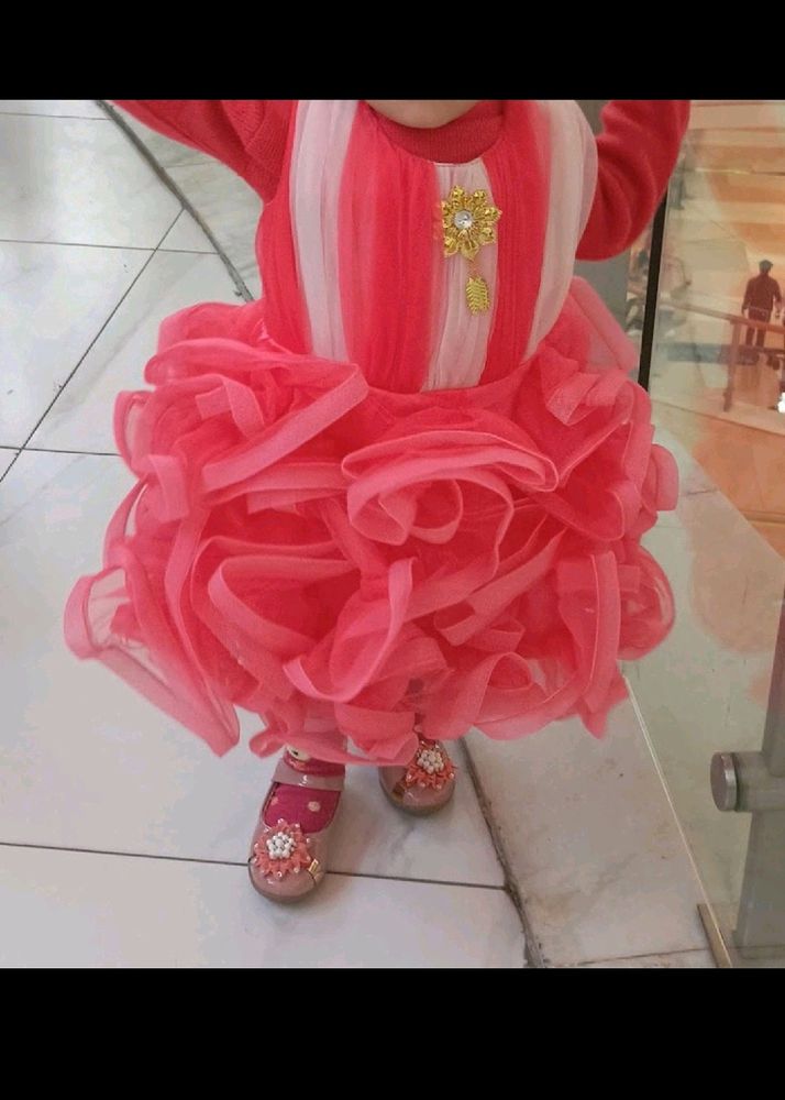 Beautiful Ruffle Frock With Matching Bellies