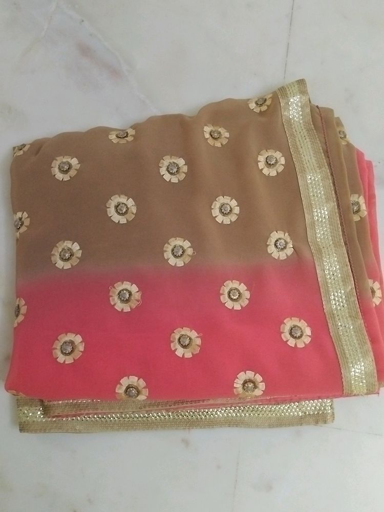 Beige And Pink Saree