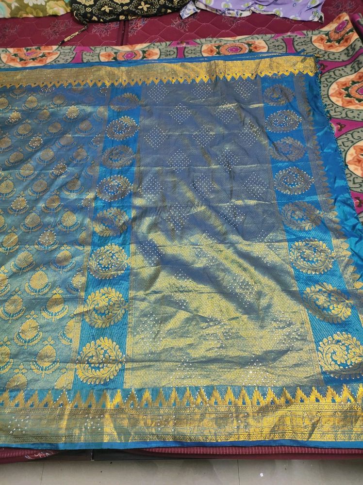 Blue Bridal Kanchipuram Saree