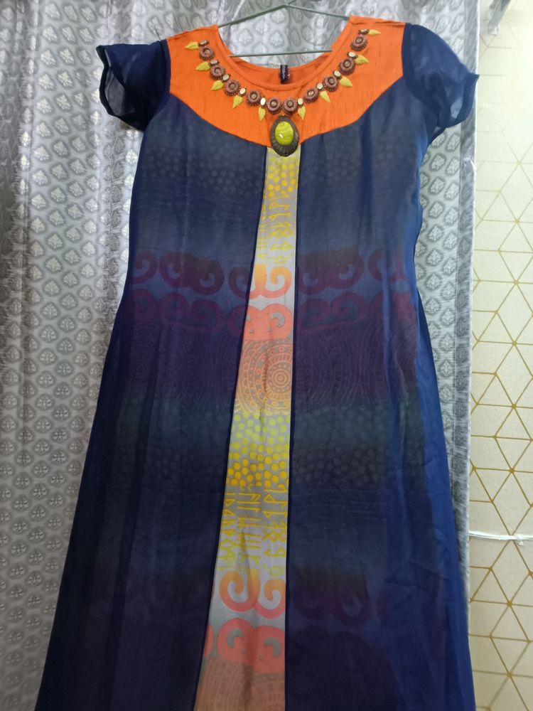 Blue & Orange New Unused Kurta