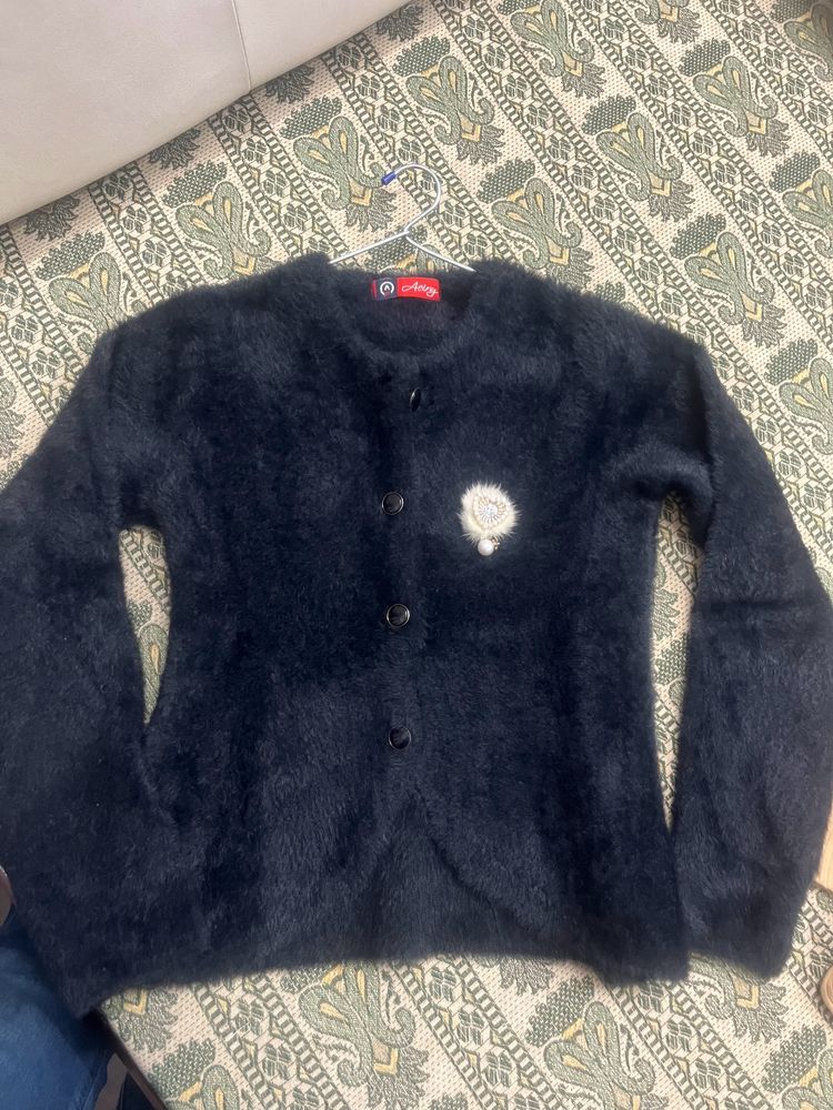 Black Furry Cardigan