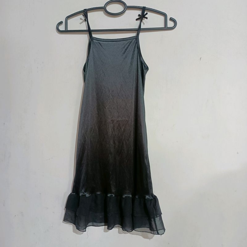 Black Silk Nighty Dress .Can Be Worn As Tops