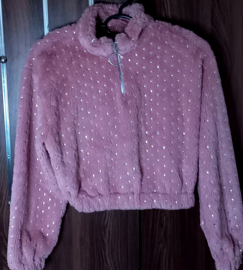 Pink Fleece Jacket (Cropped)