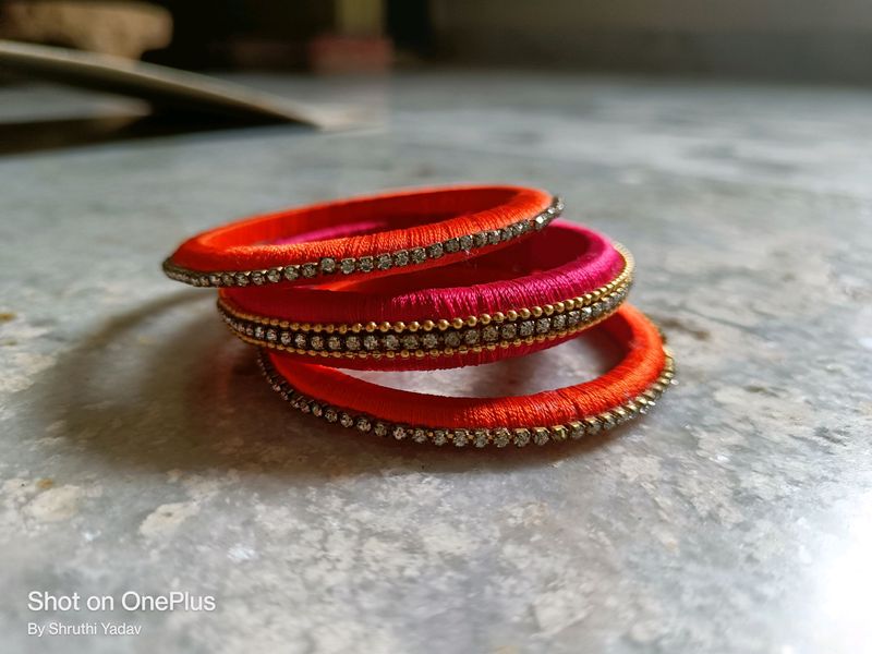 pink and orange colour combo bangles of size 2.6 ...size can be altered