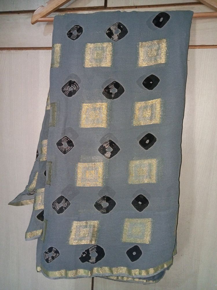 Georgette Grey Saree (Women's)