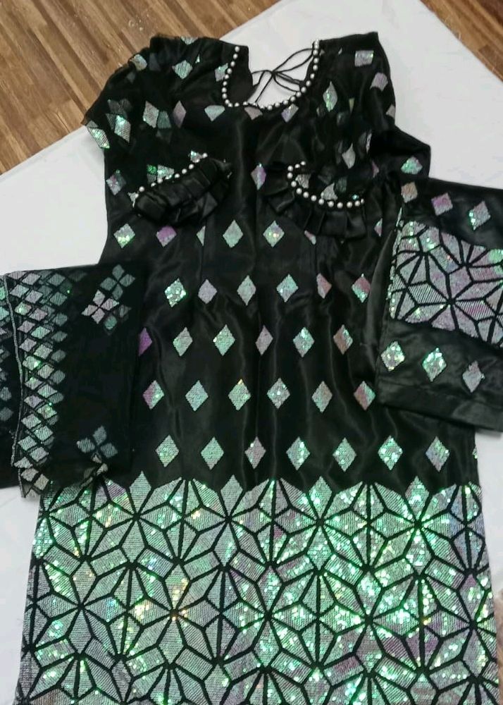 Black Dress Full Set Dupatta Pant Top Only Cash