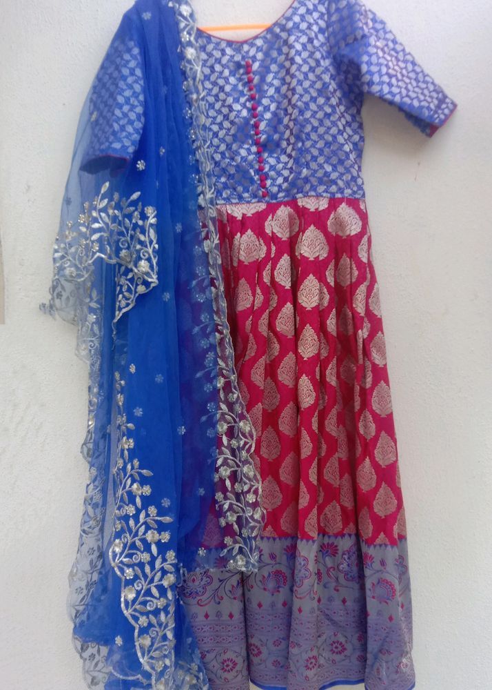 Silk Dress With Net Dupatta