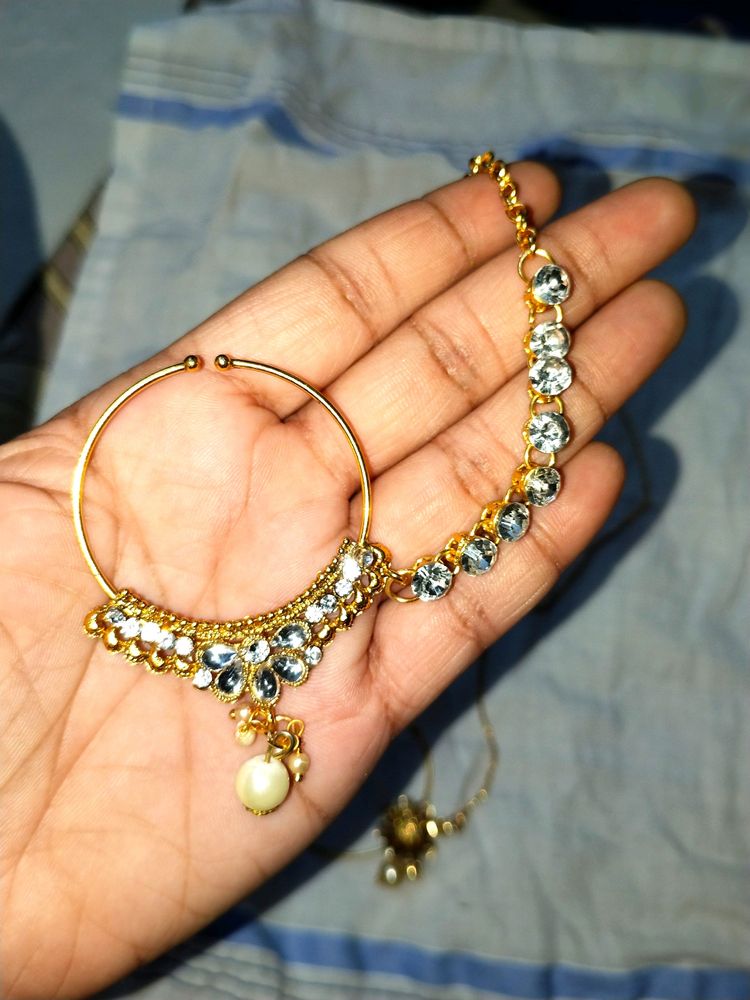 Ethnic Kundan Work Nose Nath