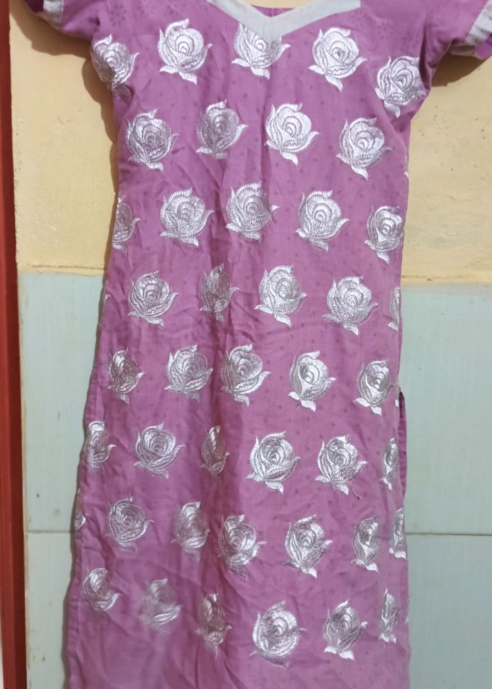 Pink Rose Design Kurti - Offer Sale