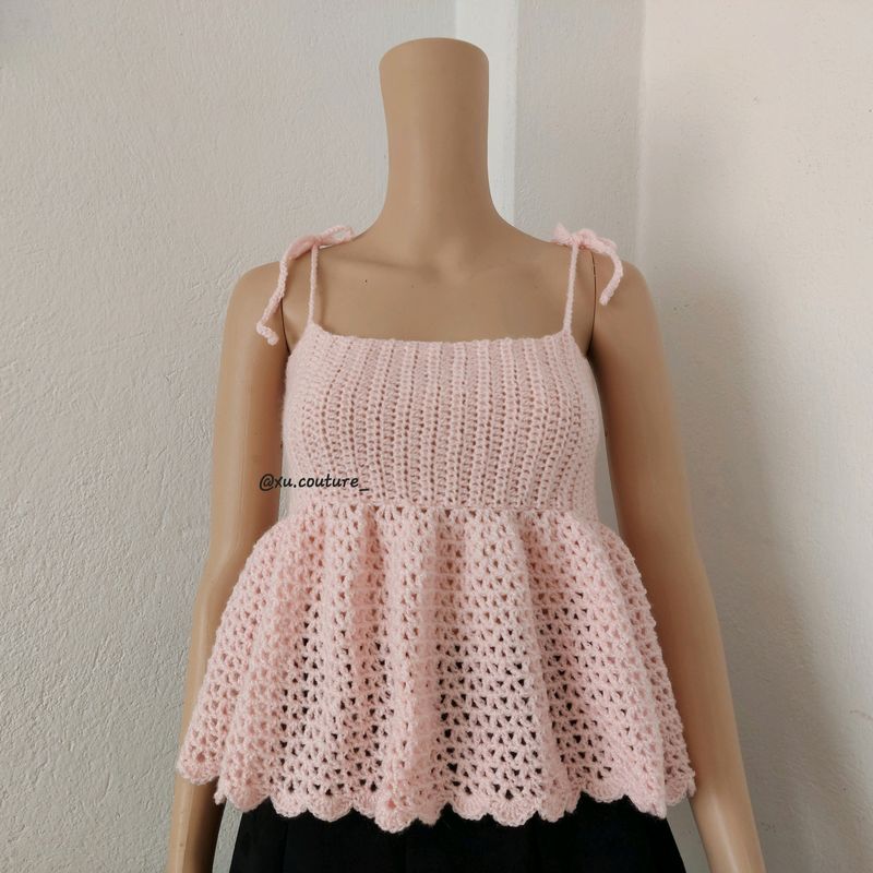 Crochet Ruffled Spaghetti Strap Top