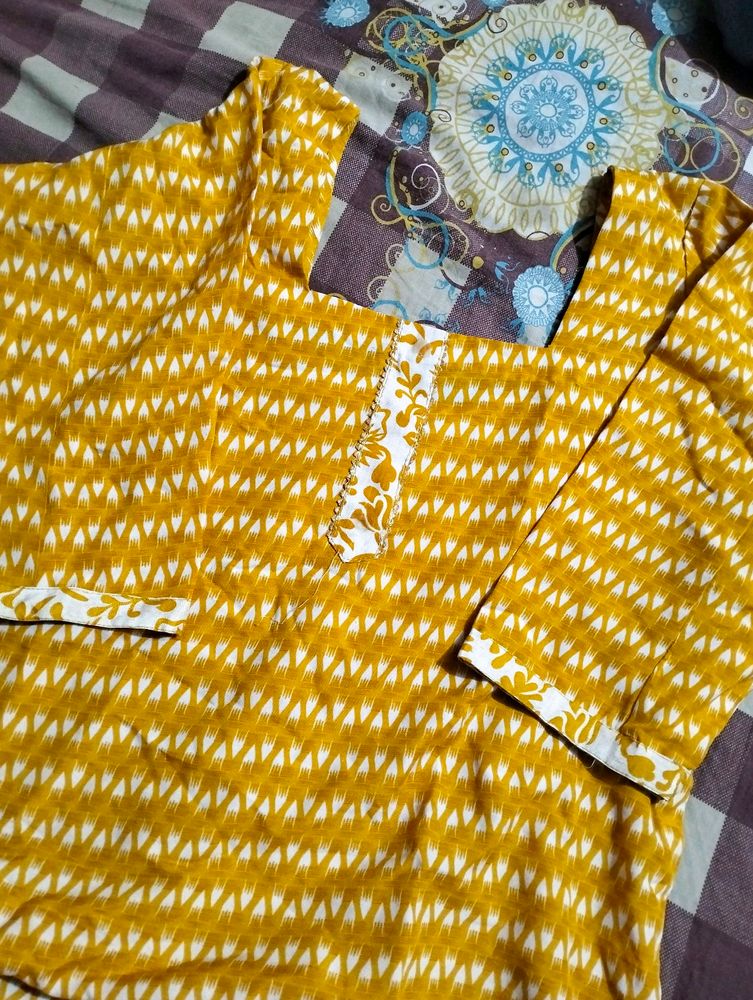 MUSTARD PRINTED KURTA🔅