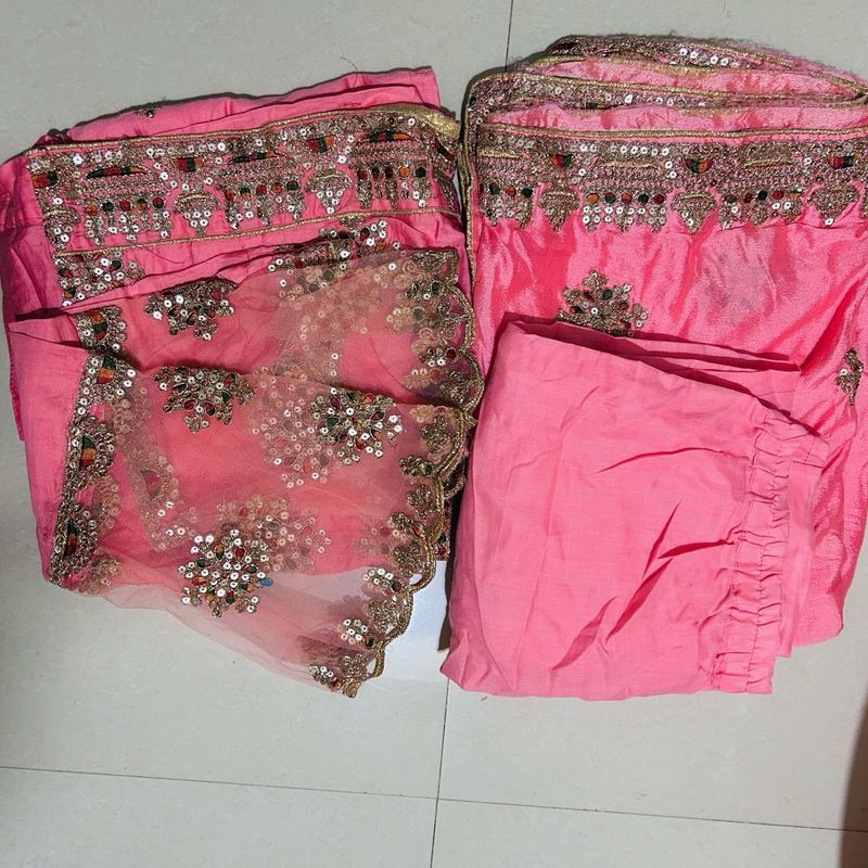 Coral Pink Gota Patti Kurta Pant & dupatta