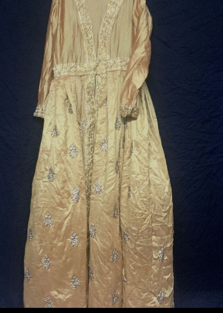 Designer Gold Gown Full Sleeves