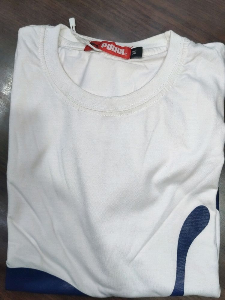 New T-shirt Round Neck Cotton T-shirt White Colour