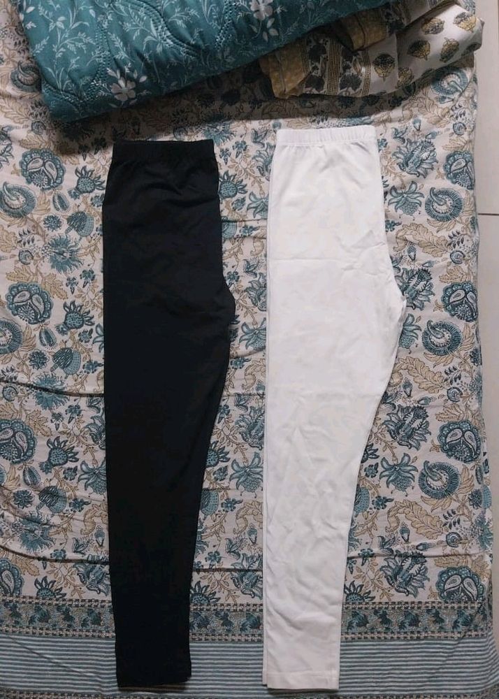 BLACK AND WHITE COTTON LEGGINGS