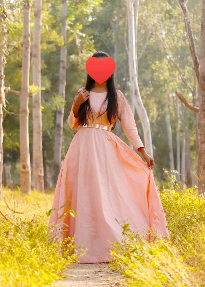 Peach Color Full Length 5 Mtr Gown