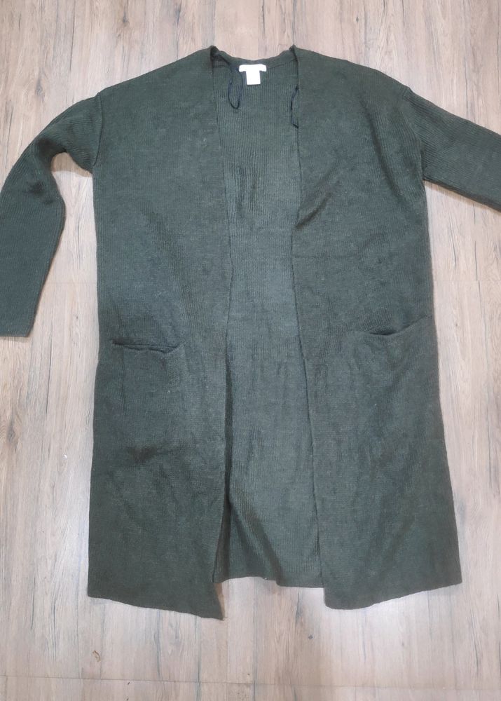 H&M Forest Green Long Cardigan