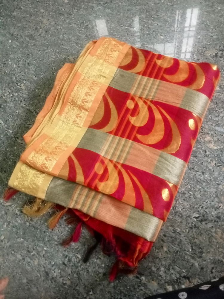 Red Colour Cotton Saree