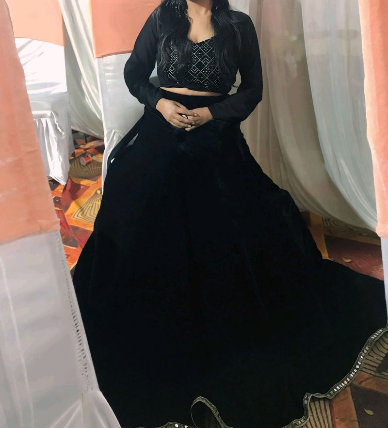 Black Velvet Lehenga