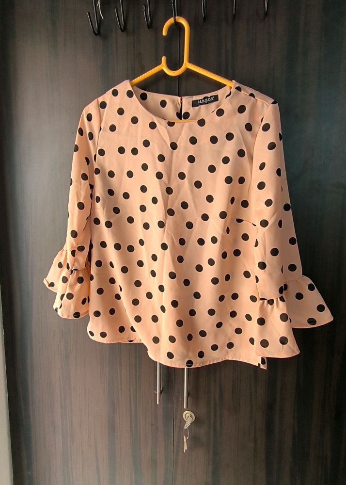 Polko Dot Bell Sleeves Top