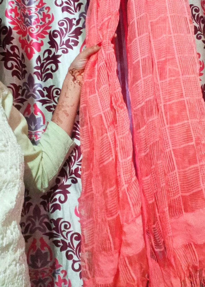 Light Pink Colour Cotten Silk Beautiful Dupatta