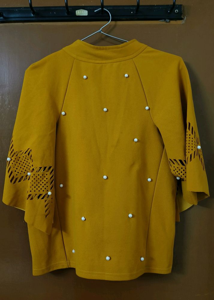 Mustard Colour Party Wear Top