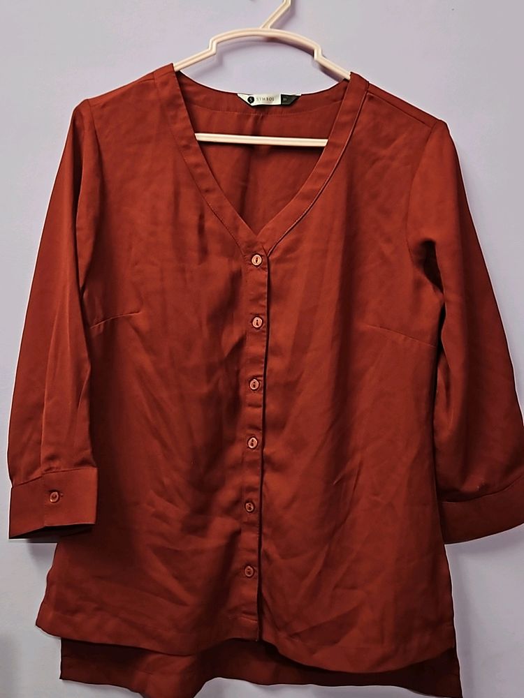 Maroon Shirt Style Top