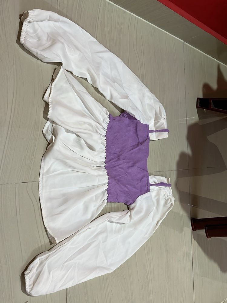 White Purple Top Size S