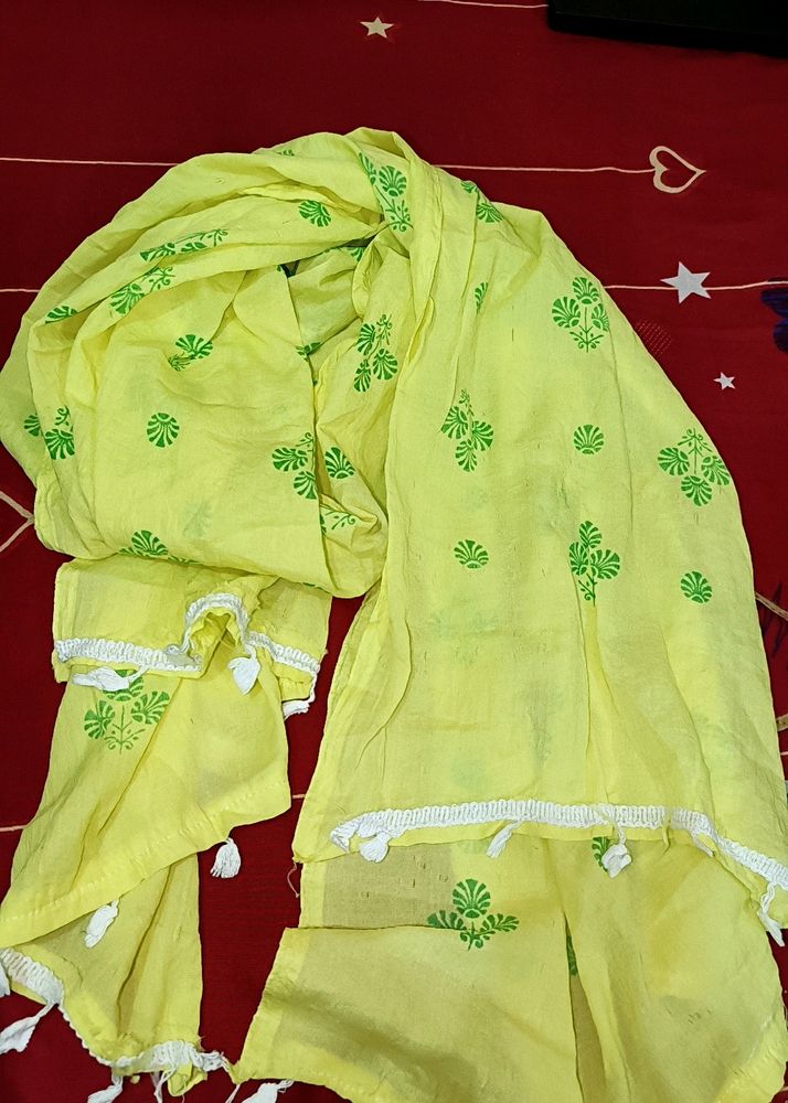 Yellow Printed Dupatta