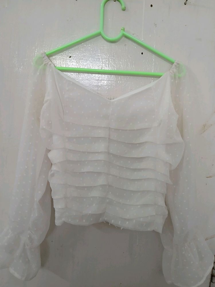 White Crop Top For Women