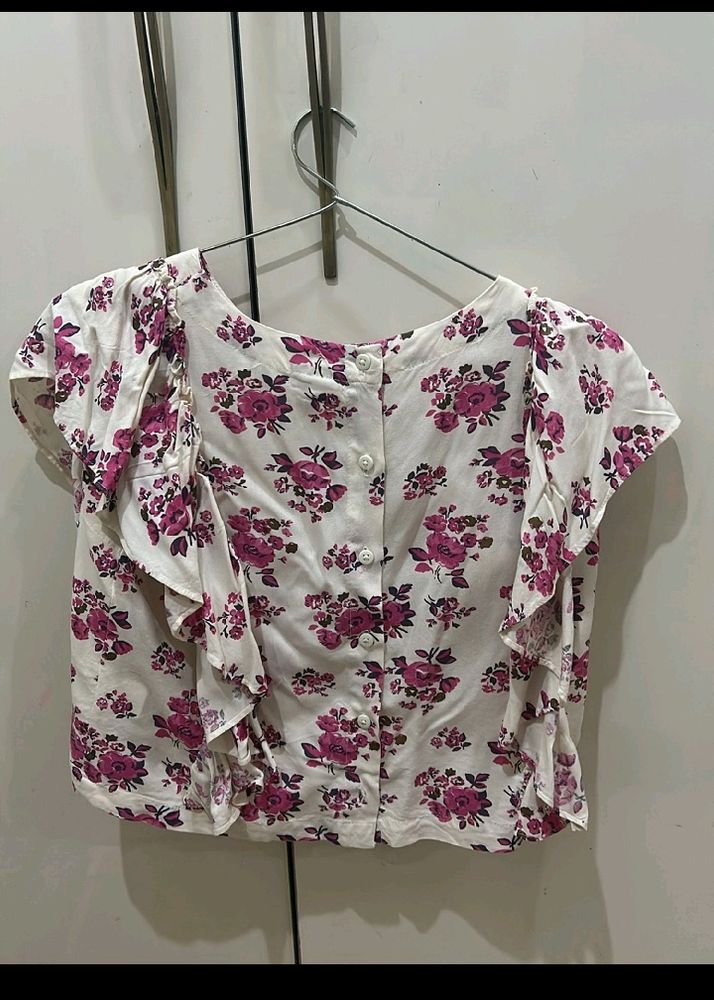 Utsa Girls Top Floral Printed With Buttons