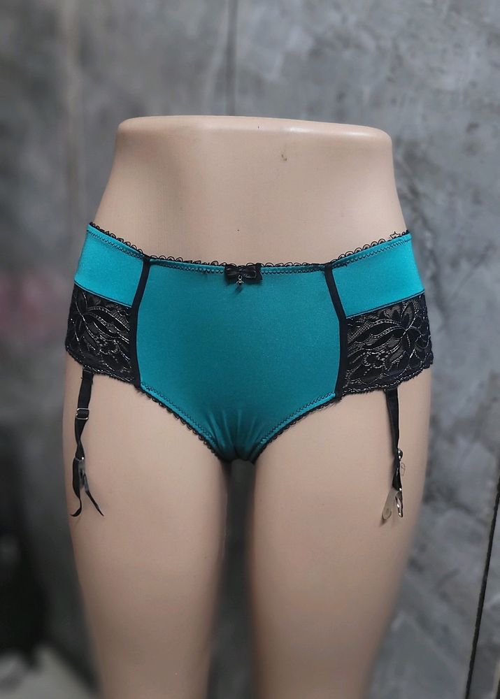 Green/Black Panty With Garter