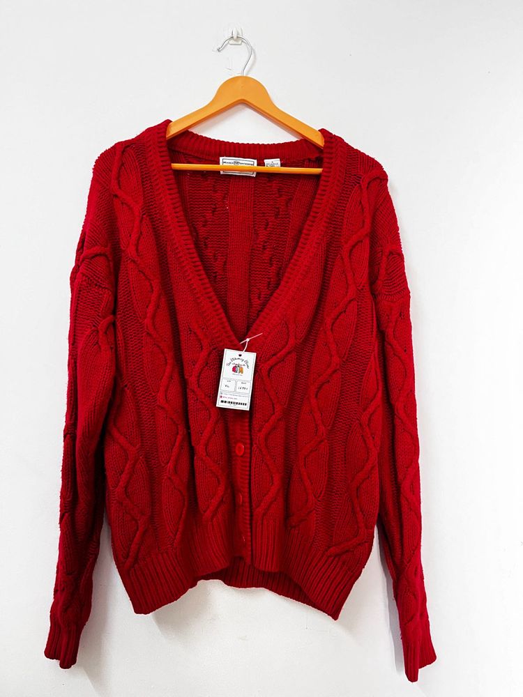 Oversized Red Cardigan