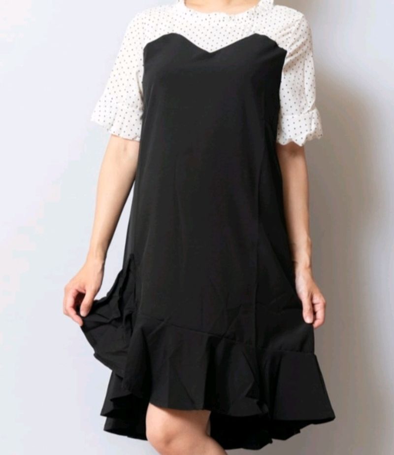 Black Flared Knee Dress