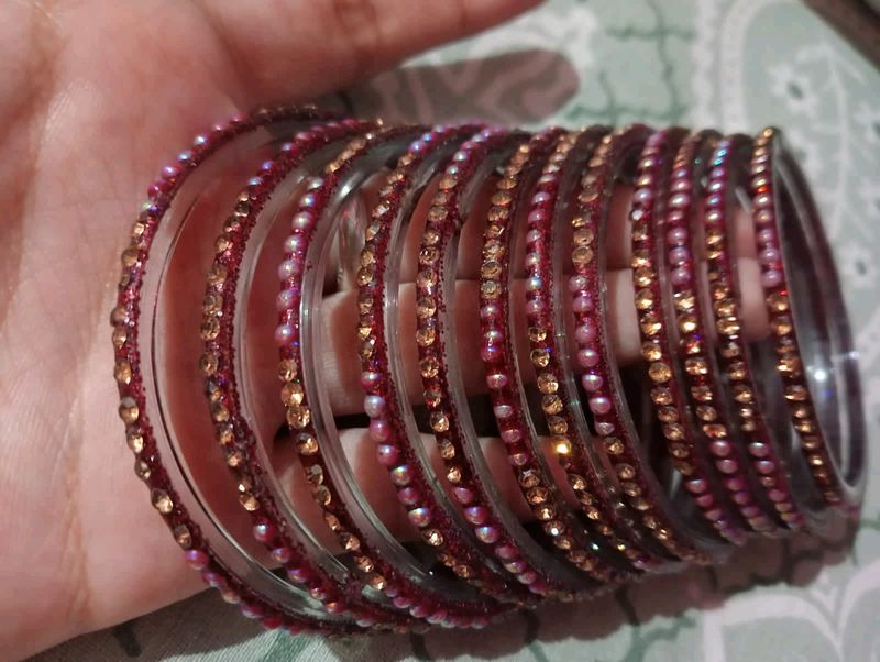 Maroon Colour Bangle ( Set Of 12)