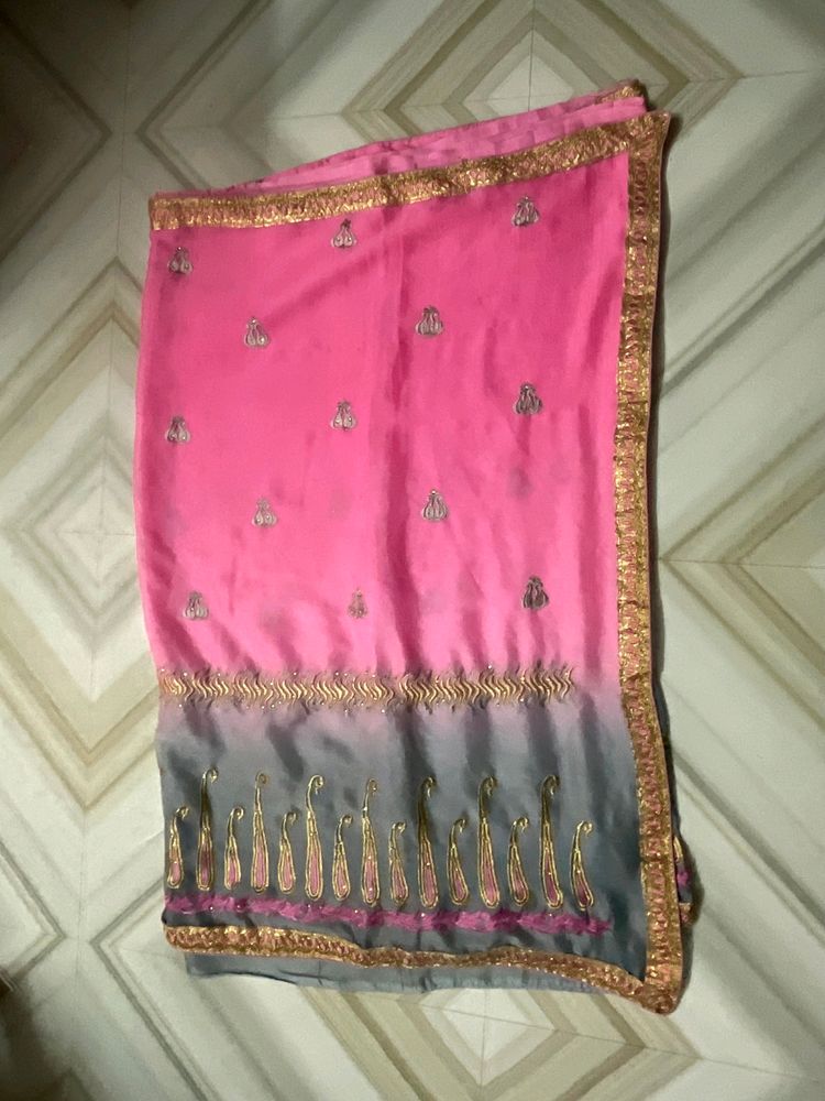 Sale Pink And Grey Party Wear Saree