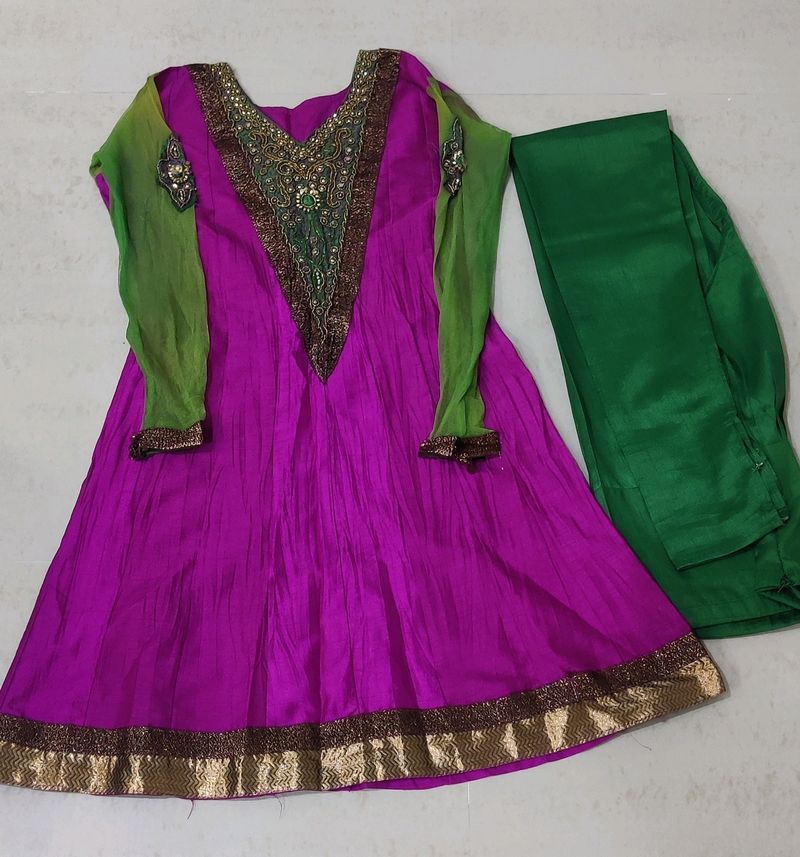 Beautiful Women Anarkali DarkPink Heavy Work Dress